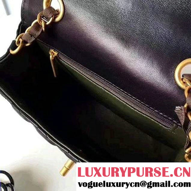 Chanel Two-Tone Lambskin Flap Small Bag A91057 Black/Kahki 2017 (1A145-7042711 )