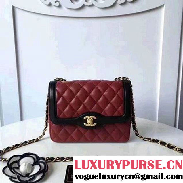 Chanel Two-Tone Lambskin Flap Small Bag A91057 Burgundy/Black 2017 (1A145-7042712 )