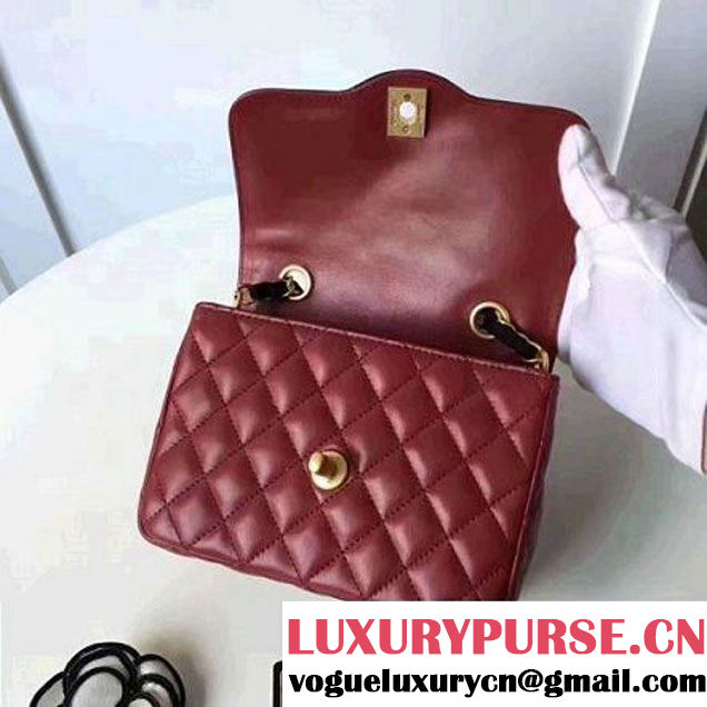 Chanel Two-Tone Lambskin Flap Small Bag A91057 Burgundy/Black 2017 (1A145-7042712 )