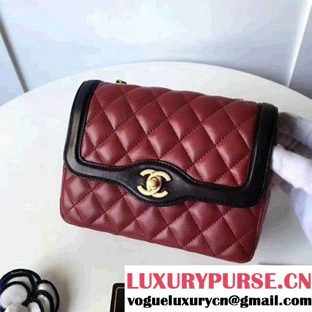 Chanel Two-Tone Lambskin Flap Small Bag A91057 Burgundy/Black 2017 (1A145-7042712 )