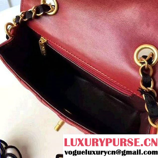 Chanel Two-Tone Lambskin Flap Small Bag A91057 Burgundy/Black 2017 (1A145-7042712 )