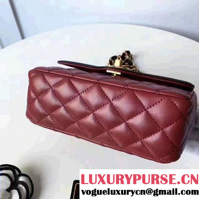 Chanel Two-Tone Lambskin Flap Small Bag A91057 Burgundy/Black 2017 (1A145-7042712 )