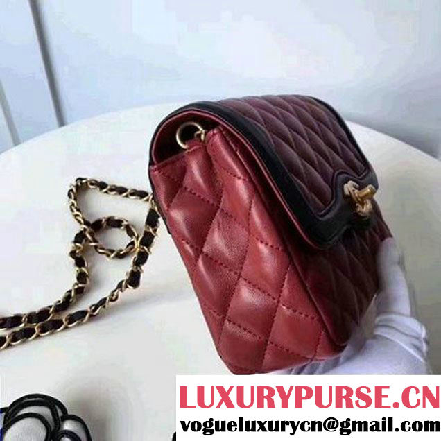 Chanel Two-Tone Lambskin Flap Small Bag A91057 Burgundy/Black 2017 (1A145-7042712 )