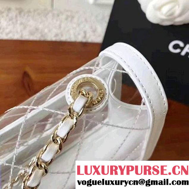 Chanel White Transparent Toile/Lambskin Pink Beauty Lock Flap Bag 2017 (KN-7042724 )