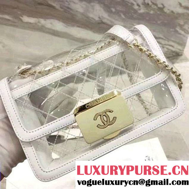 Chanel White Transparent Toile/Lambskin White Beauty Lock Flap Bag 2017 (KN-7042725 )