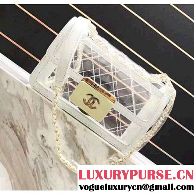 Chanel White Transparent Toile/Lambskin White Beauty Lock Flap Bag 2017 (KN-7042725 )