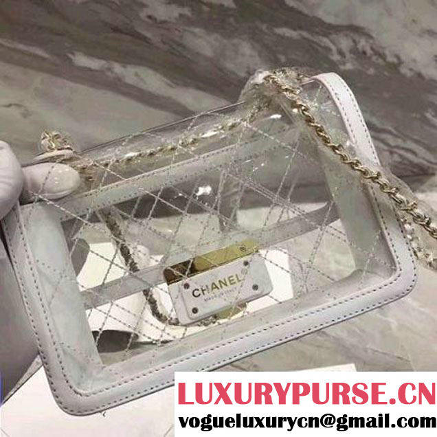 Chanel White Transparent Toile/Lambskin White Beauty Lock Flap Bag 2017 (KN-7042725 )