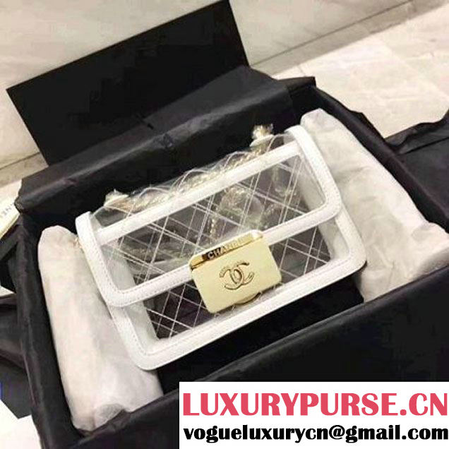 Chanel White Transparent Toile/Lambskin White Beauty Lock Flap Bag 2017 (KN-7042725 )