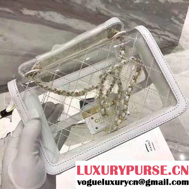 Chanel White Transparent Toile/Lambskin Yellow Beauty Lock Flap Bag 2017 (KN-7042726 )