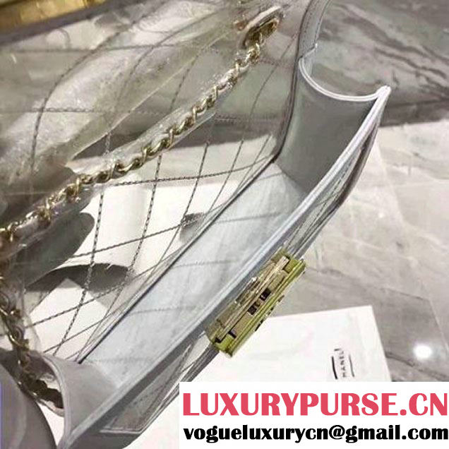 Chanel White Transparent Toile/Lambskin Yellow Beauty Lock Flap Bag 2017 (KN-7042726 )