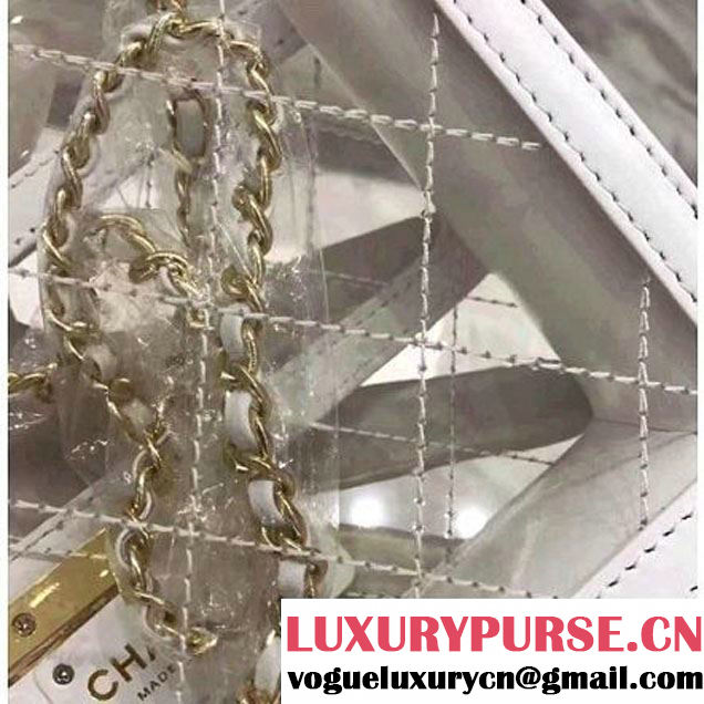 Chanel White Transparent Toile/Lambskin Yellow Beauty Lock Flap Bag 2017 (KN-7042726 )