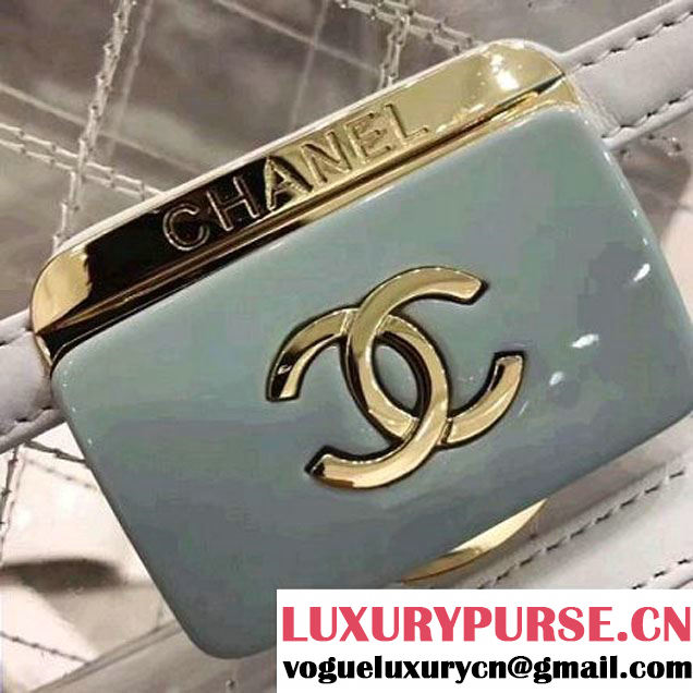 Chanel White Transparent Toile/Lambskin Blue Beauty Lock Flap Bag 2017 (KN-7042727 )