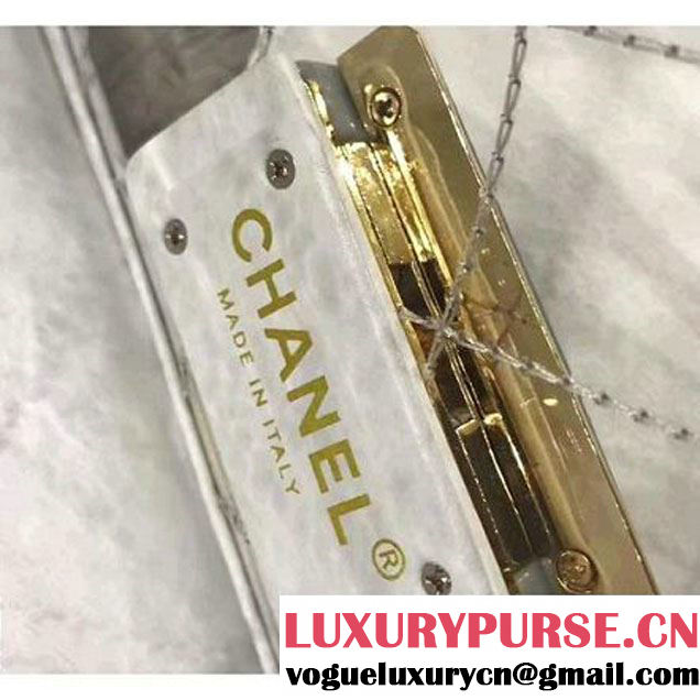 Chanel White Transparent Toile/Lambskin Blue Beauty Lock Flap Bag 2017 (KN-7042727 )