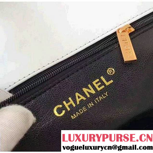 Chanel Caviar Calfskin CC Filigree Flap Medium Bag White/Black 2017 (KN-7051804 )