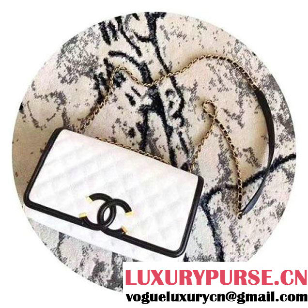 Chanel Caviar Calfskin CC Filigree Flap Medium Bag White/Black 2017 (KN-7051804 )