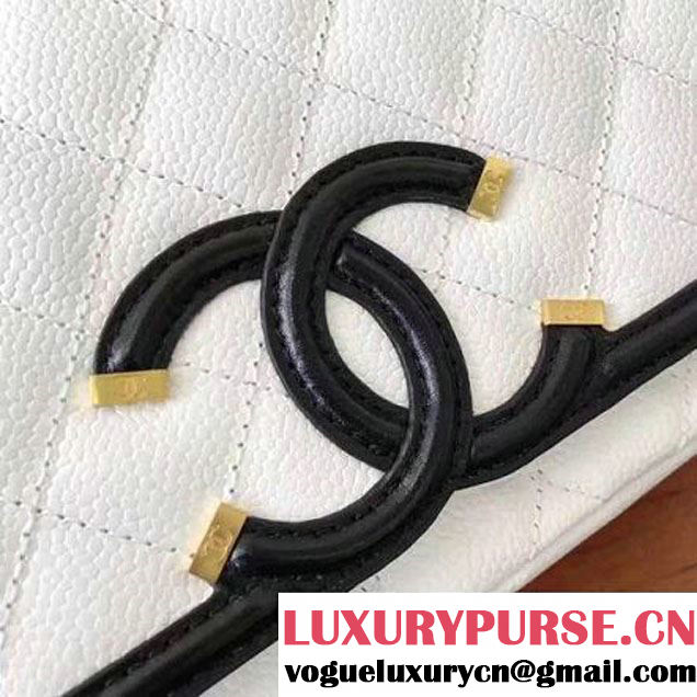 Chanel Caviar Calfskin CC Filigree Flap Medium Bag White/Black 2017 (KN-7051804 )