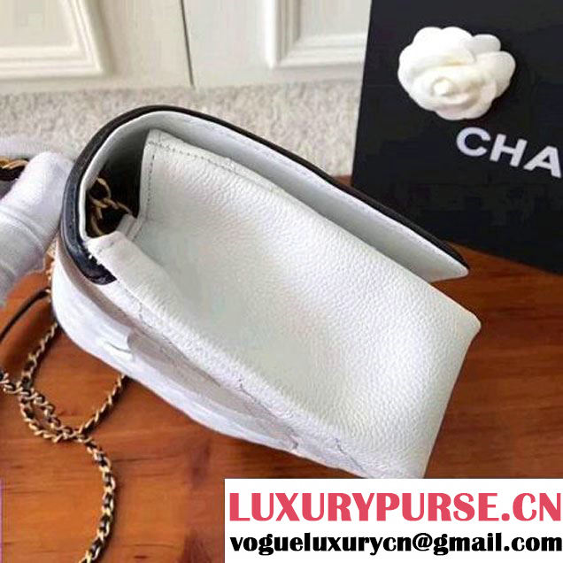 Chanel Caviar Calfskin CC Filigree Flap Medium Bag White/Black 2017 (KN-7051804 )