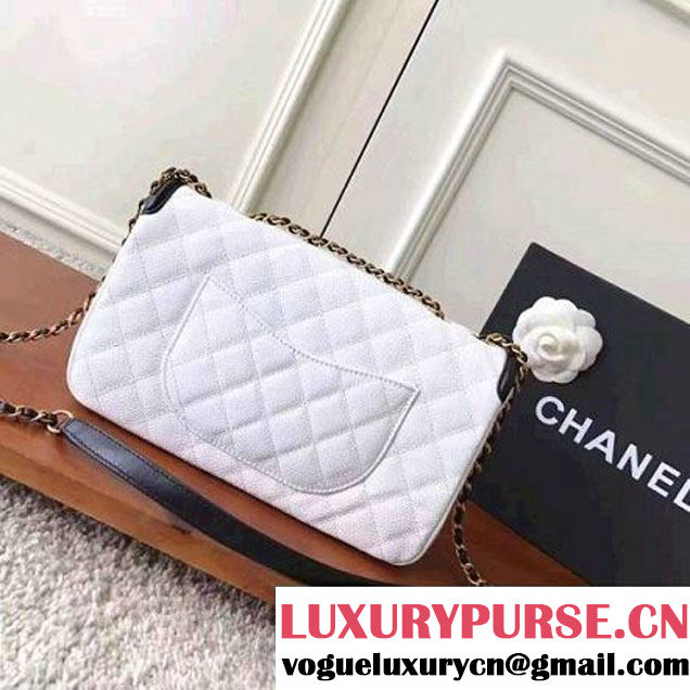 Chanel Caviar Calfskin CC Filigree Flap Medium Bag White/Black 2017 (KN-7051804 )