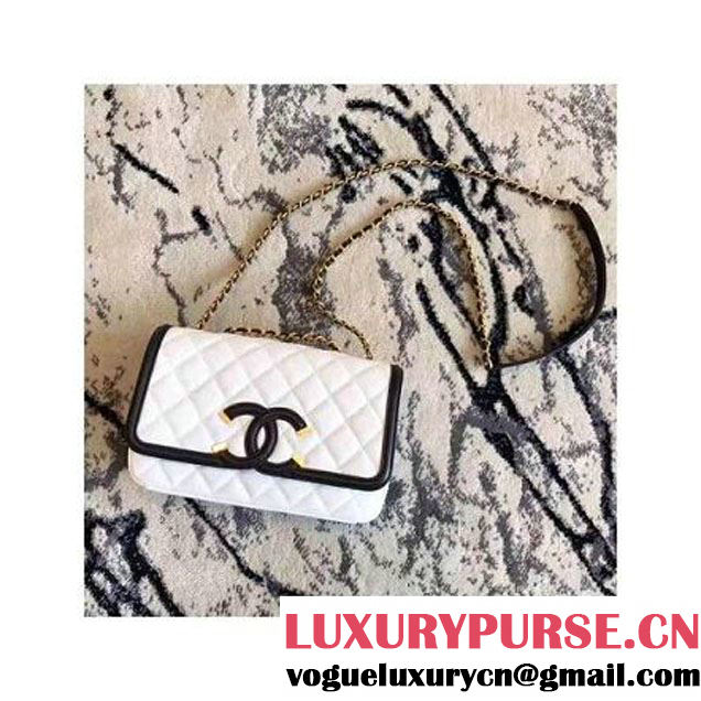 Chanel Caviar Calfskin CC Filigree Flap Small Bag A93340 White/Black 2017 (KN-7051805 )