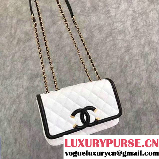 Chanel Caviar Calfskin CC Filigree Flap Small Bag A93340 White/Black 2017 (KN-7051805 )