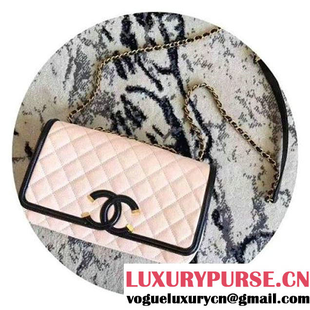 Chanel Caviar Calfskin CC Filigree Flap Medium Bag Pink/Black 2017 (KN-7051806 )