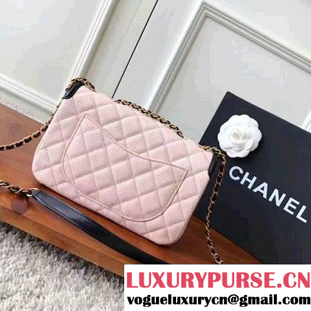 Chanel Caviar Calfskin CC Filigree Flap Small Bag A93340 Pink/Black 2017 (KN-7051807 )