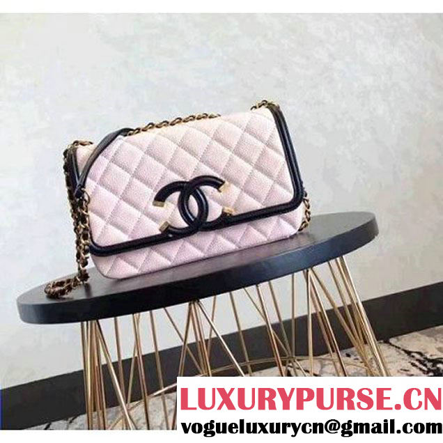 Chanel Caviar Calfskin CC Filigree Flap Small Bag A93340 Pink/Black 2017 (KN-7051807 )