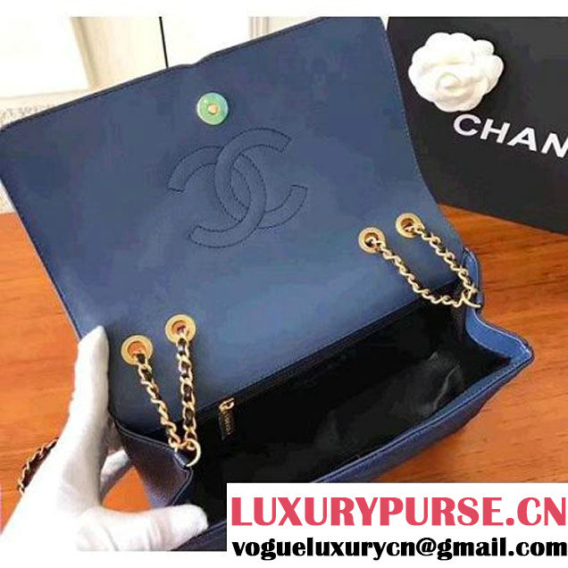 Chanel Caviar Calfskin CC Filigree Flap Medium Bag Navy/Black 2017 (KN-7051808 )