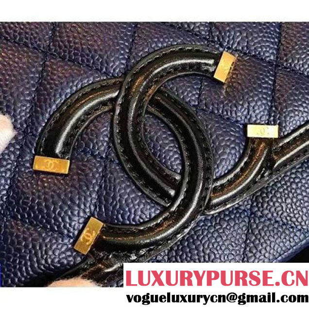 Chanel Caviar Calfskin CC Filigree Flap Small Bag A93340 Navy/Black 2017 (KN-7051809 )