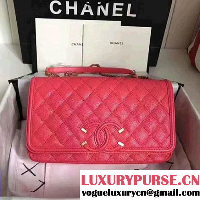 Chanel Caviar Calfskin CC Filigree Flap Medium Bag Rosy 2017 (KN-7051810 )