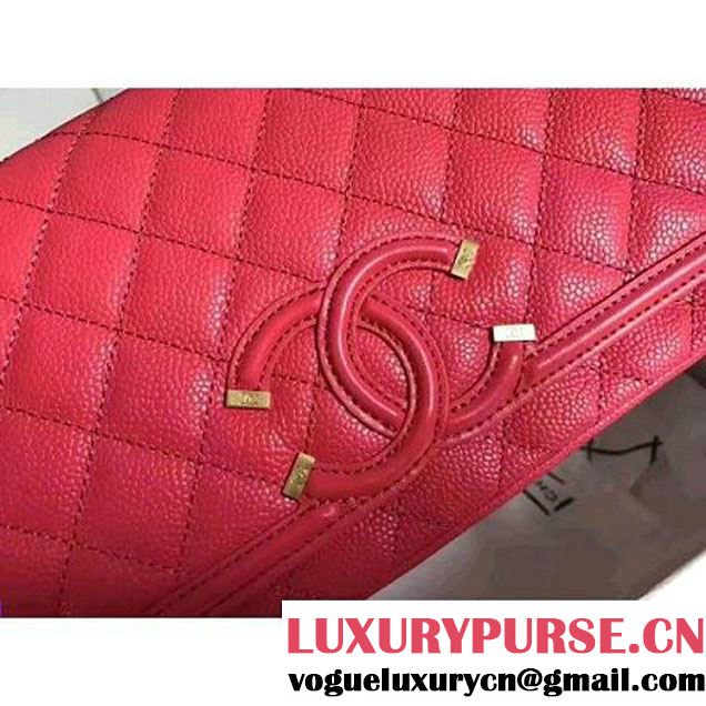 Chanel Caviar Calfskin CC Filigree Flap Medium Bag Rosy 2017 (KN-7051810 )
