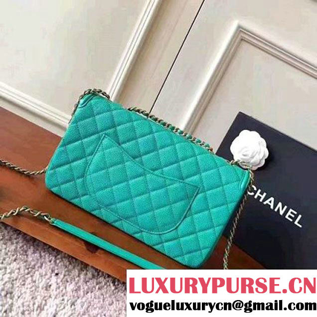 Chanel Caviar Calfskin CC Filigree Flap Medium Bag Turquoise 2017 (KN-7051812 )