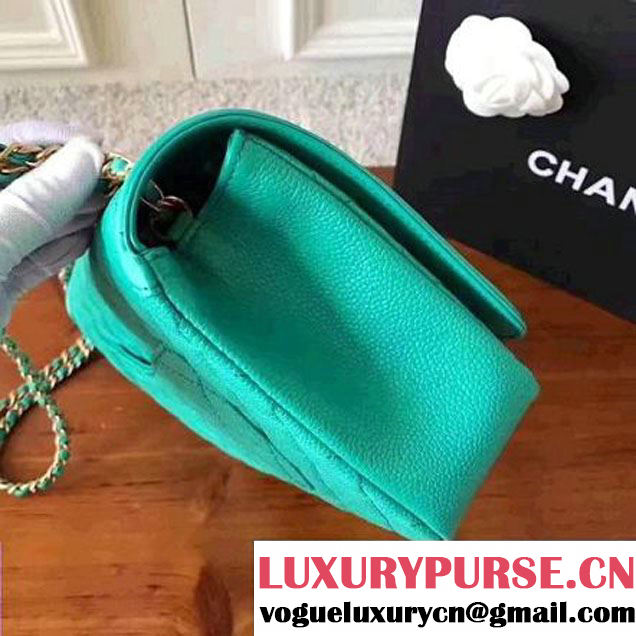 Chanel Caviar Calfskin CC Filigree Flap Medium Bag Turquoise 2017 (KN-7051812 )