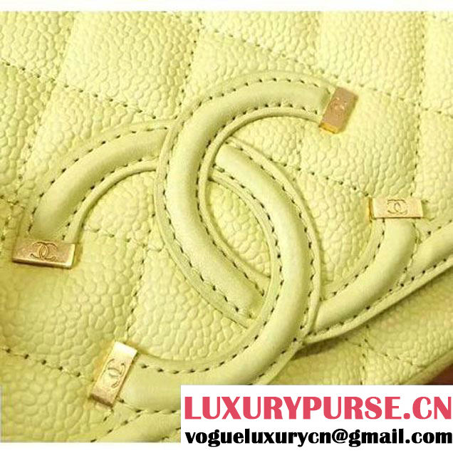 Chanel Caviar Calfskin CC Filigree Flap Medium Bag Yellow 2017 (KN-7051814 )