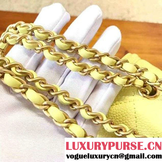 Chanel Caviar Calfskin CC Filigree Flap Small Bag A93340 Yellow 2017 (KN-7051815 )