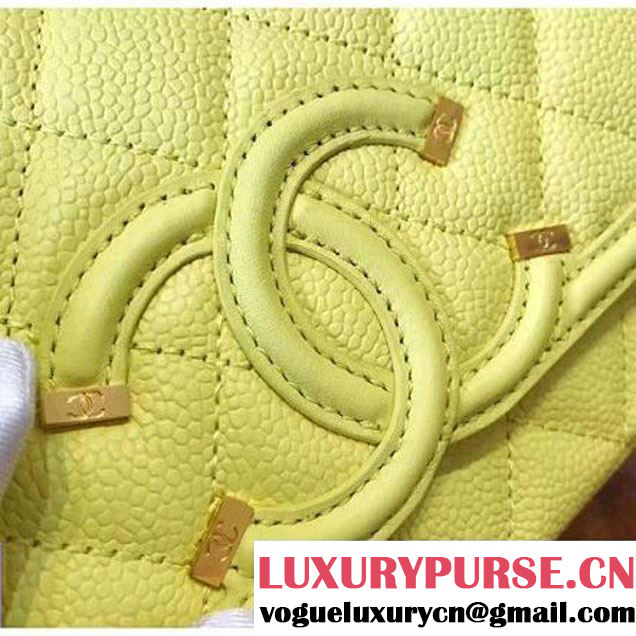 Chanel Caviar Calfskin CC Filigree Flap Small Bag A93340 Yellow 2017 (KN-7051815 )