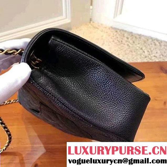 Chanel Caviar Calfskin CC Filigree Flap Medium Bag Black 2017 (KN-7051816 )