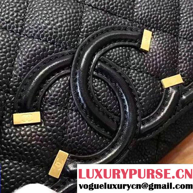 Chanel Caviar Calfskin CC Filigree Flap Medium Bag Black 2017 (KN-7051816 )