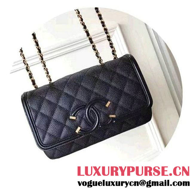 Chanel Caviar Calfskin CC Filigree Flap Small Bag A93340 Black 2017 (KN-7051817 )