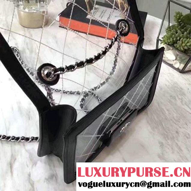 Chanel Black Transparent Toile/Lambskin Black Beauty Lock Flap Bag 2017 (7052754 )