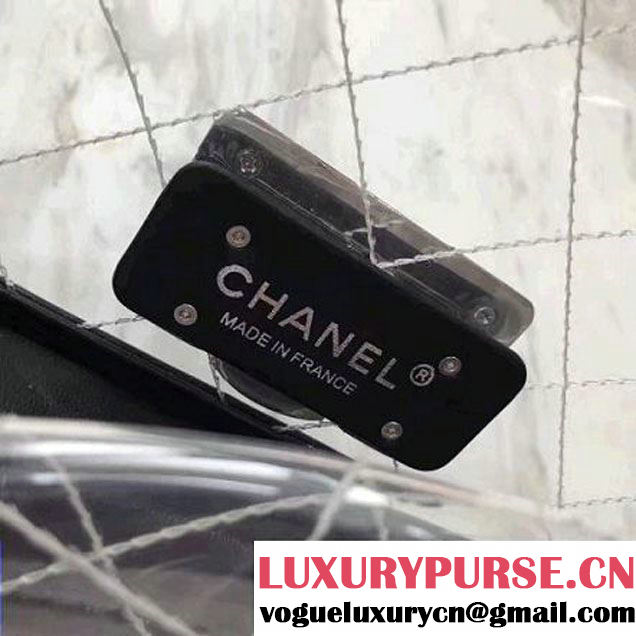 Chanel Black Transparent Toile/Lambskin Black Beauty Lock Flap Bag 2017 (7052754 )