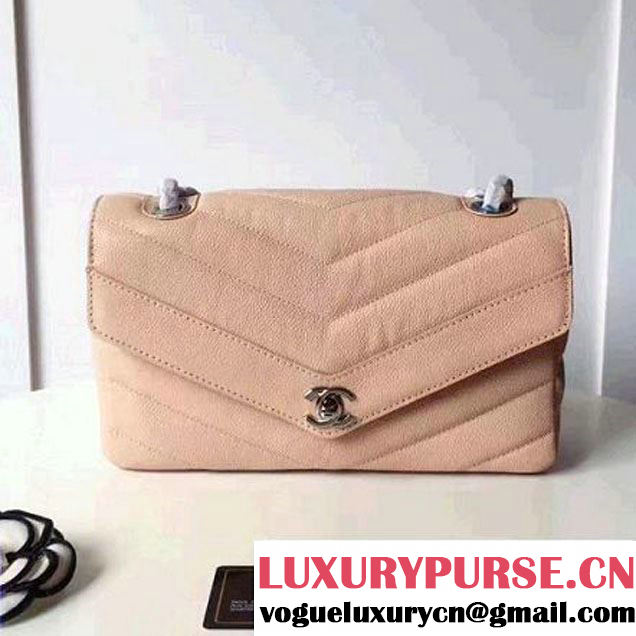 Chanel Grained Chevron Calfskin Large Flap Bag A91563/A91561 Pink 2017 (1A145-7061215 )