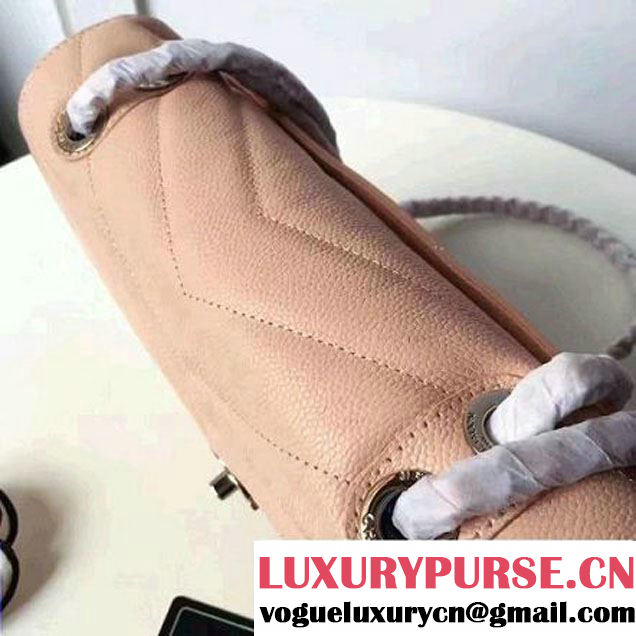 Chanel Grained Chevron Calfskin Large Flap Bag A91563/A91561 Pink 2017 (1A145-7061215 )