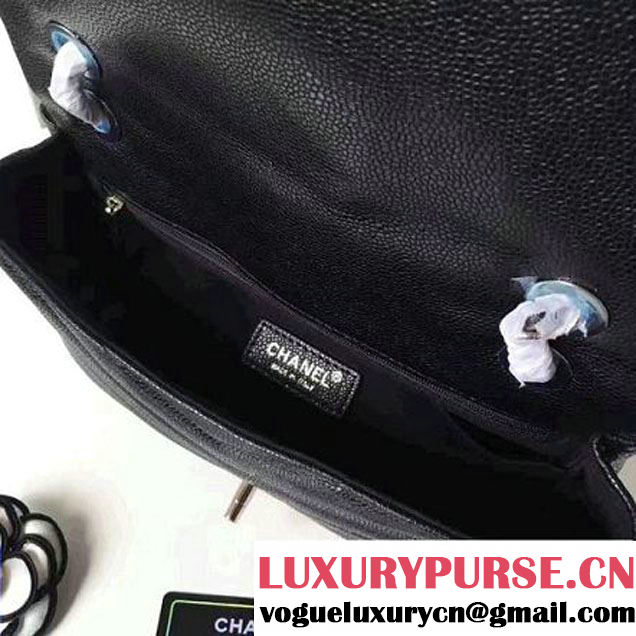 Chanel Grained Chevron Calfskin Large Flap Bag A91563/A91561 Black 2017 (1A145-7061216 )