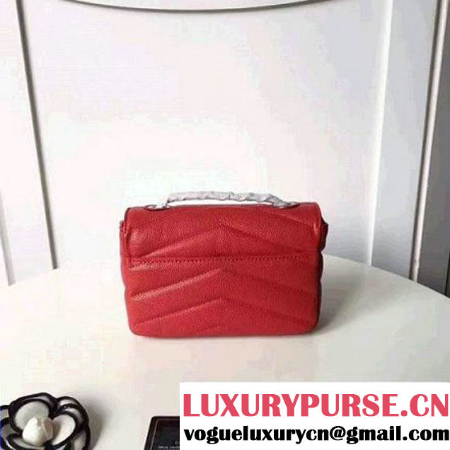 Chanel Grained Chevron Calfskin Large Flap Bag A91563 Red 2017 (2A145-7061217 )