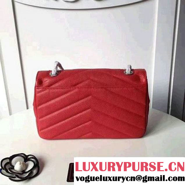 Chanel Grained Chevron Calfskin Mini Flap Bag A91561 Red 2017 (1A145-7061218 )