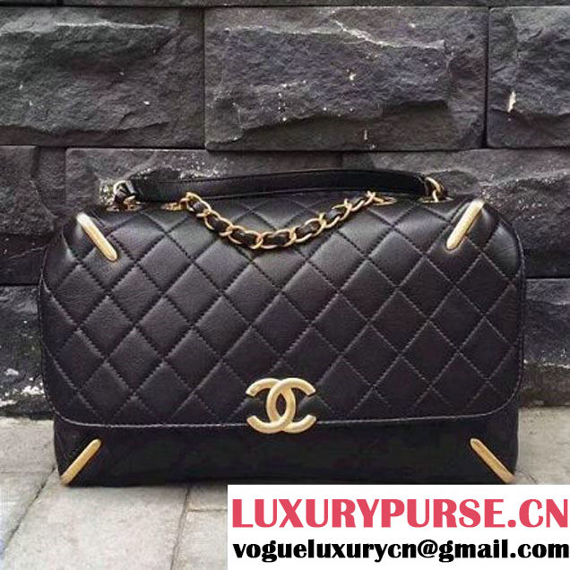 Chanel Black Quilted Lambskin Flap Bag With Gold Metal A93818 2017 (2A015-7061618 )