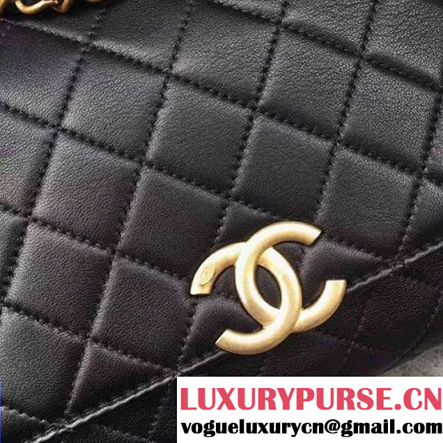 Chanel Black Quilted Lambskin Flap Bag With Gold Metal A93818 2017 (2A015-7061618 )