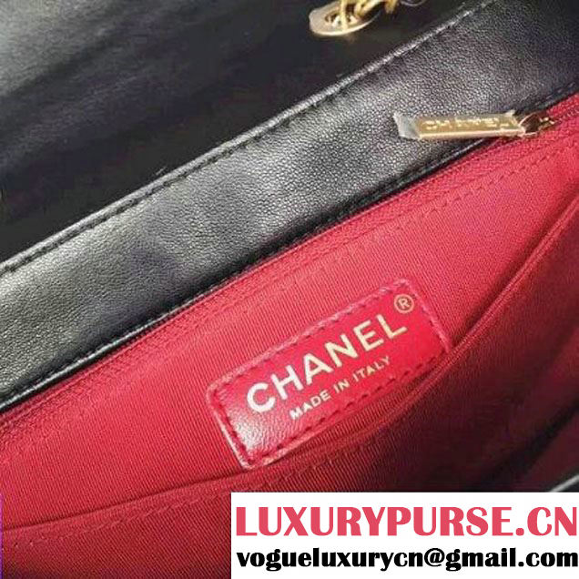 Chanel Black Quilted Lambskin Flap Bag With Gold Metal A93818 2017 (2A015-7061618 )