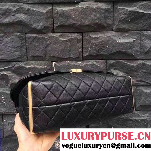 Chanel Black Quilted Lambskin Flap Bag With Gold Metal A93818 2017 (2A015-7061618 )